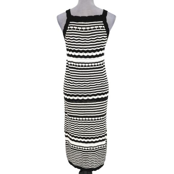 Joie Sweater Dress Womens Small Black White Stripe Maxi Viscose Beach Resort - Picture 3 of 13